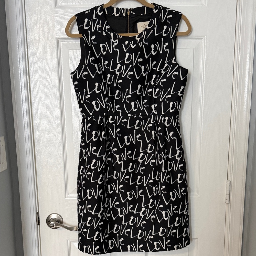 Kate Spade Mindy Black & White Love Graffiti Mini Dress - size 8